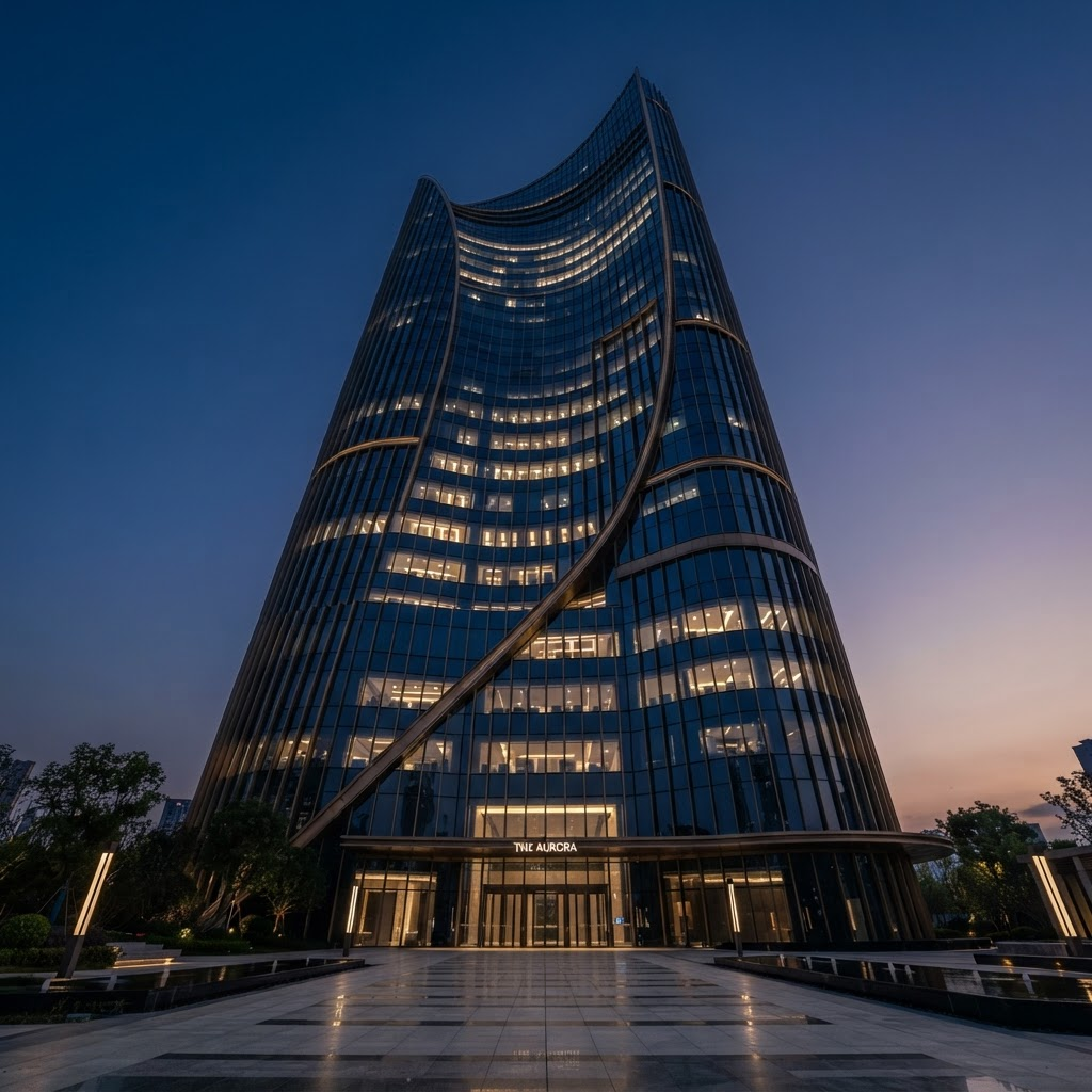 Edifício corporativo moderno representando a solidez da gestão HABORA